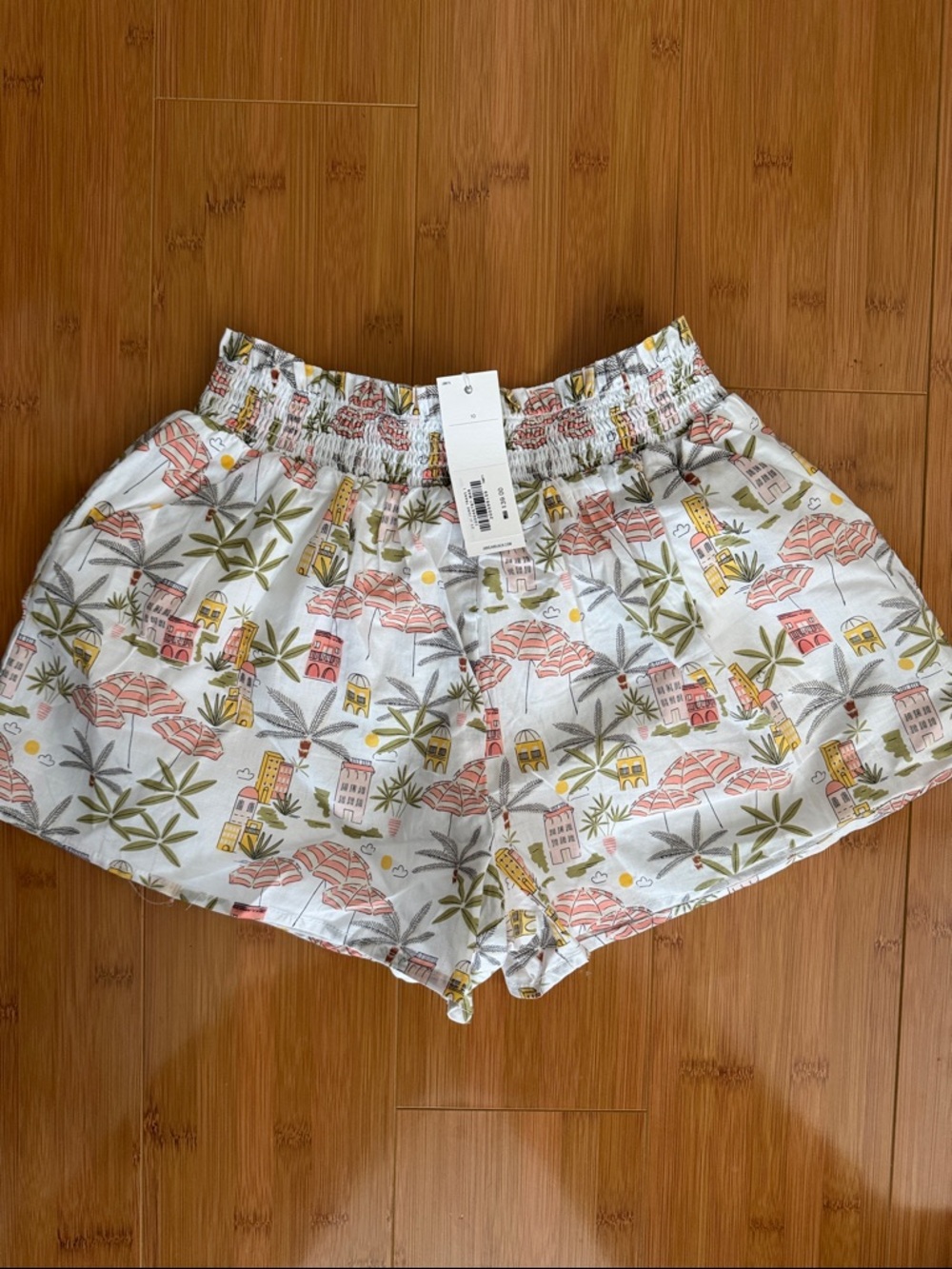 Janie and Jack White Tropical-Print High Waist Elastic Shorts